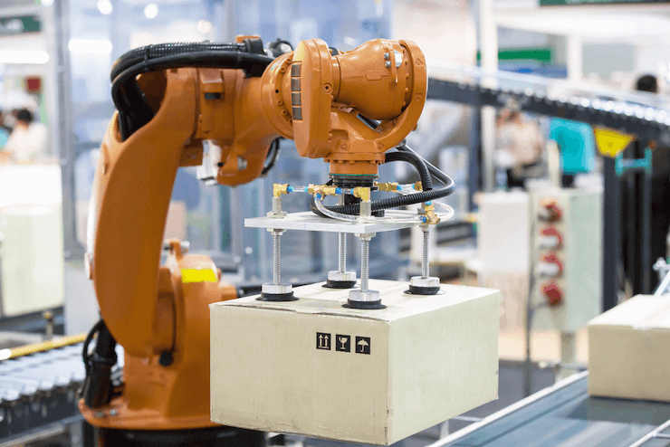 A robot works in logistics