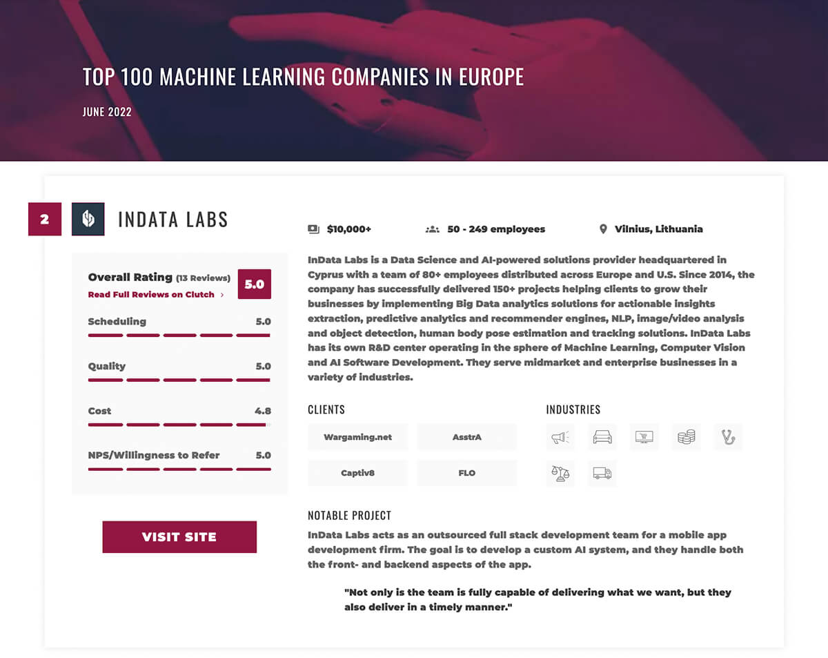 Machine learning companies